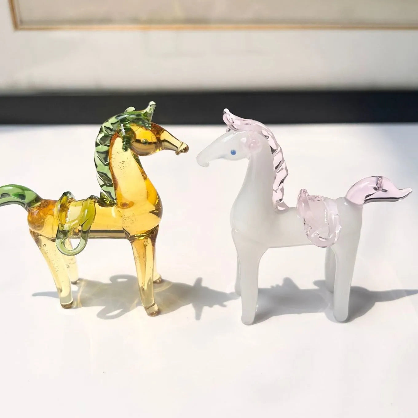 Glazed horse sculpture in coloured glaze, modern simplicity style, brown or white colour option