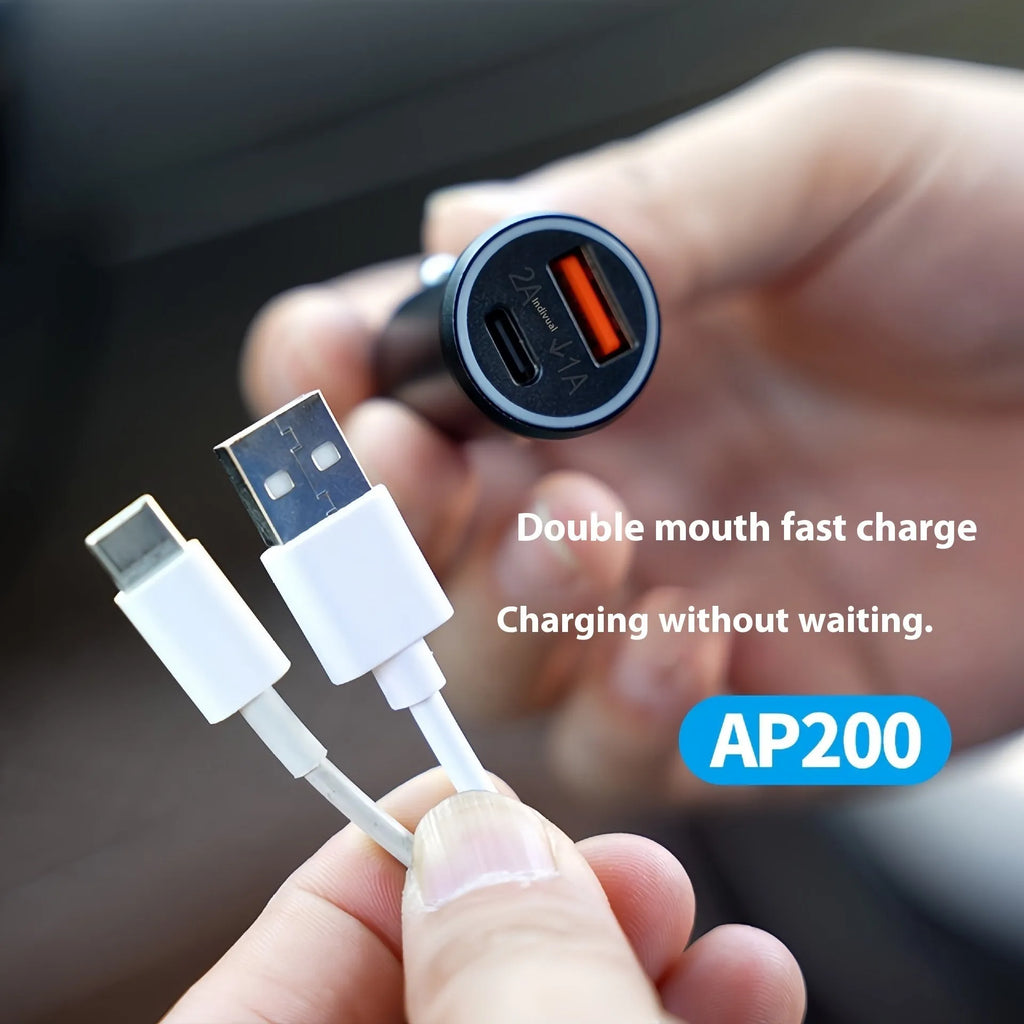 Black GPS car locator with a 12V car charger plug for vehicle tracking.