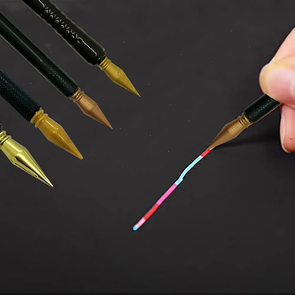 Children's scratch art pen with integrated brush made from white PS plastic for creative drawing projects