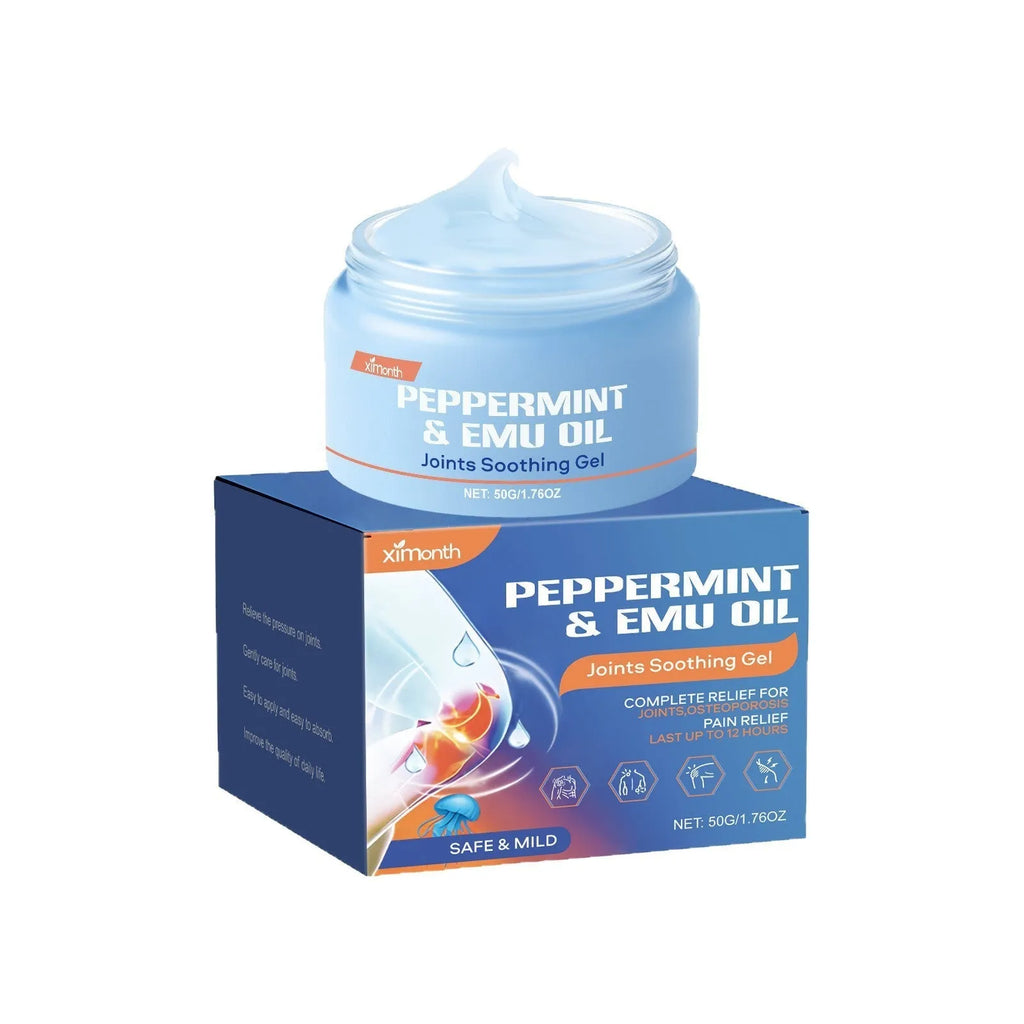 50g tube of transparent joint soothing gel with menthol and emu oil.