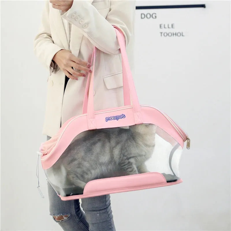 MOORPET leather cat carry bag in solid colour with 25 litre capacity for outdoor pet travel
