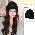 Hat wig for women with integrated cap, large head size, protein filament, big wave style, Brown Black and Cold Brown colours