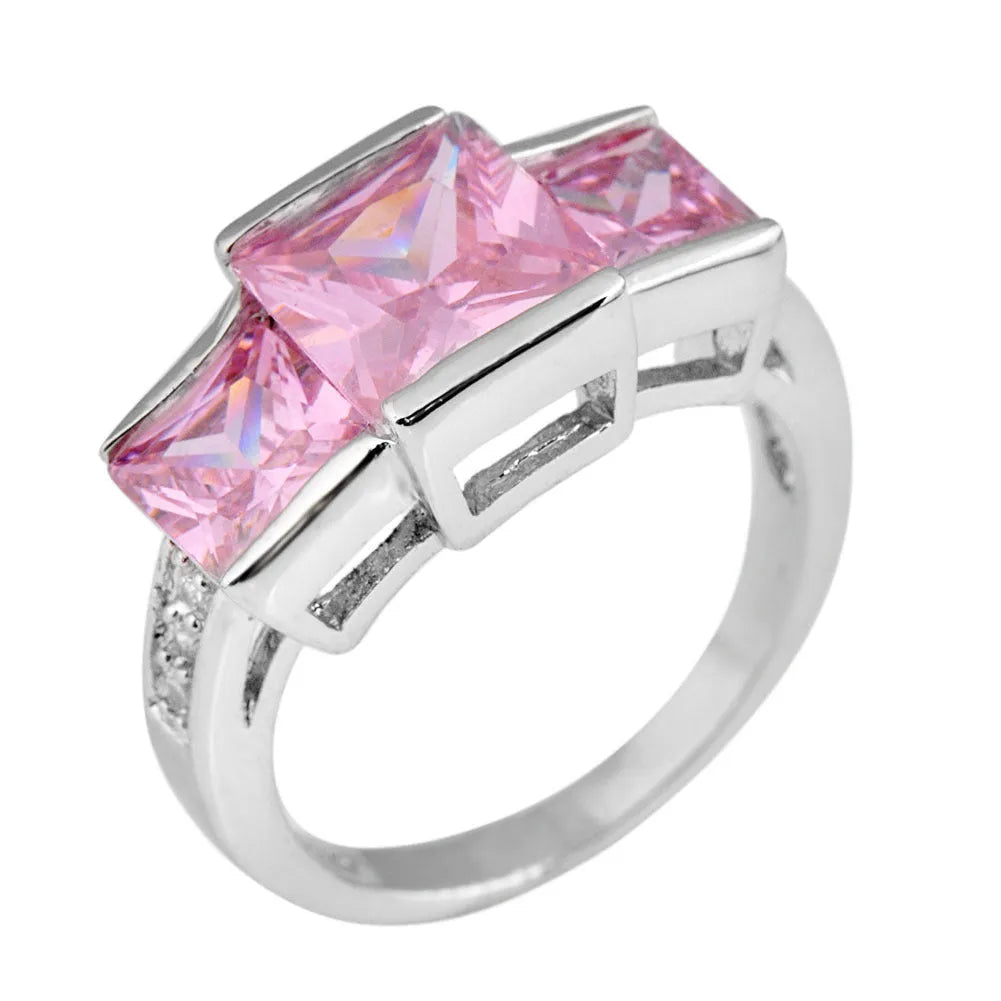 A colourful electroplated copper women's ring with a geometric design, shown in multiple colour options.