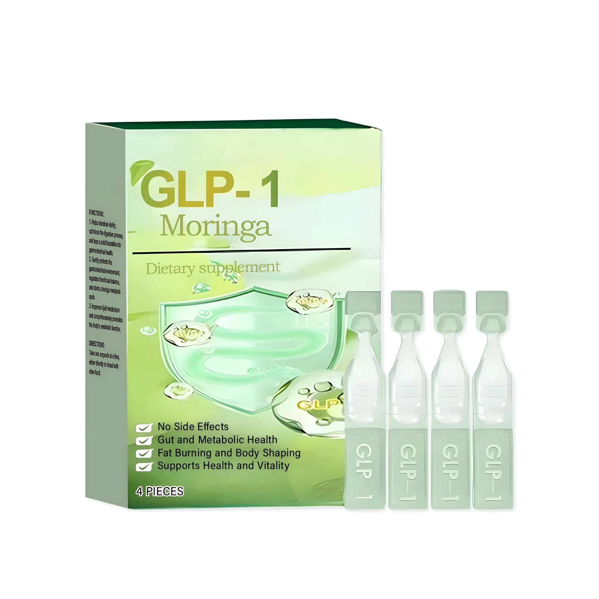 Four-piece pack of gastrointestinal decompression care drops in liquid form