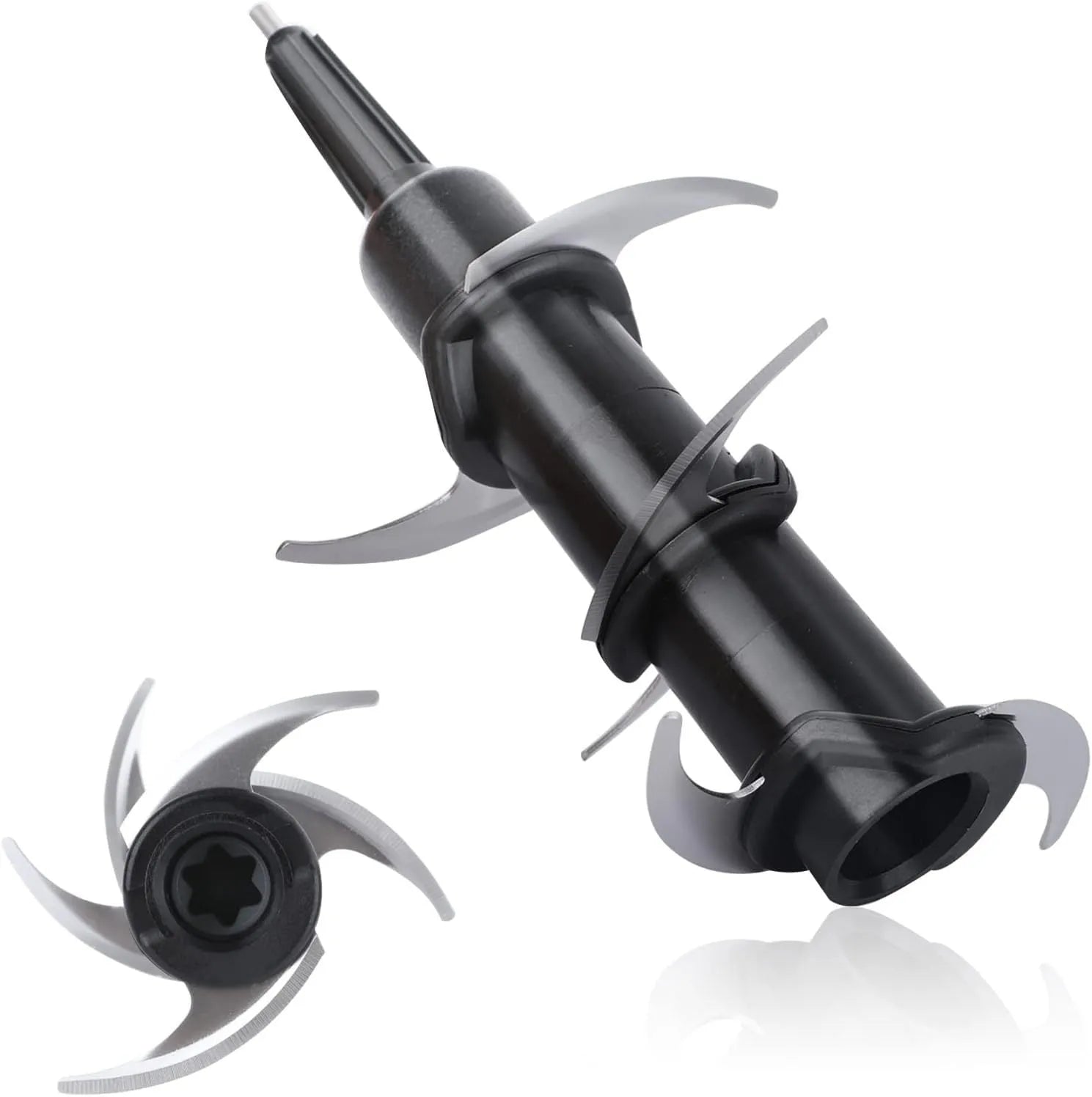 Stainless steel replacement six-stack blade set and knife holder for blender or juicer repair.