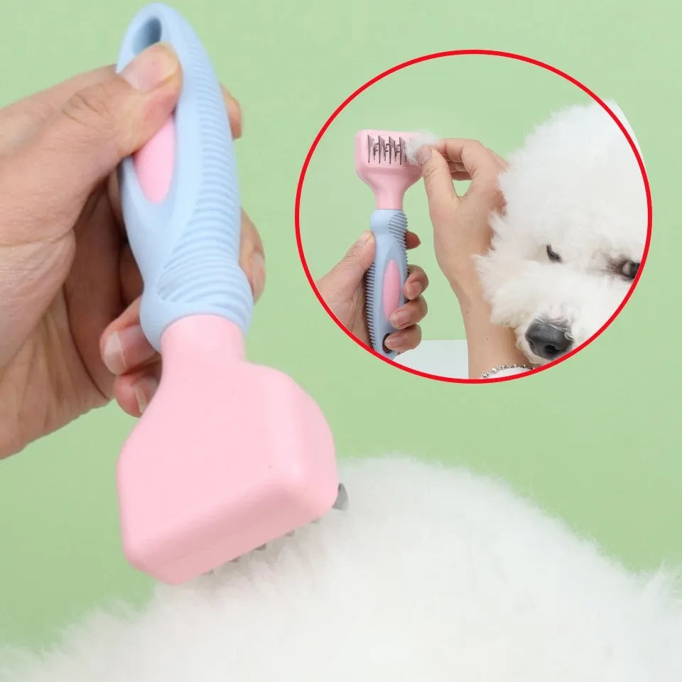 Stainless steel pet grooming comb with four different comb types
