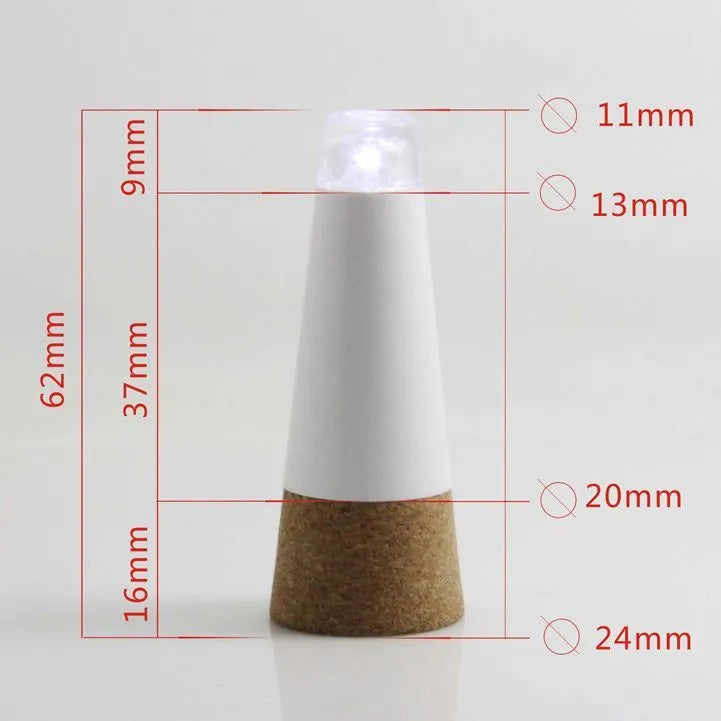 Plastic rechargeable LED luminous bottle cap cork light for decoration.
