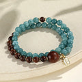 Blue gold sandalwood beaded bracelet for women with New Chinese style design and mixed materials