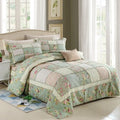 Pure cotton quilted bedspread and two pillowcases set on a bed, showing a Korean style pattern.