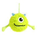 Green interactive sound dog teething ball toy made of plush and TPR, approximately 12cm in diameter.