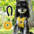 Polyester dog vest and rope lead set in blue, green, pink, or yellow colours with adjustable sizing