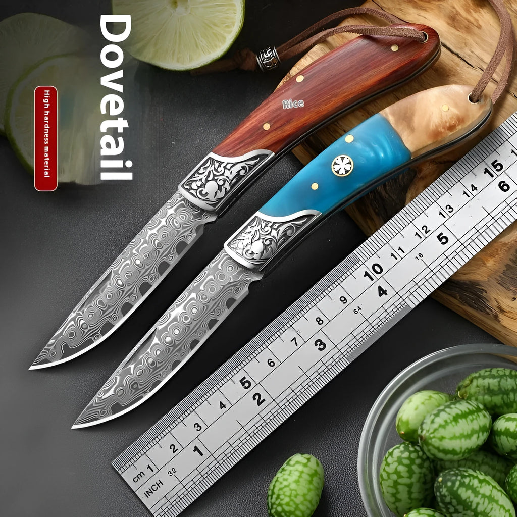 VG10 stainless steel folding portable mini outdoor knife with dovetail pattern