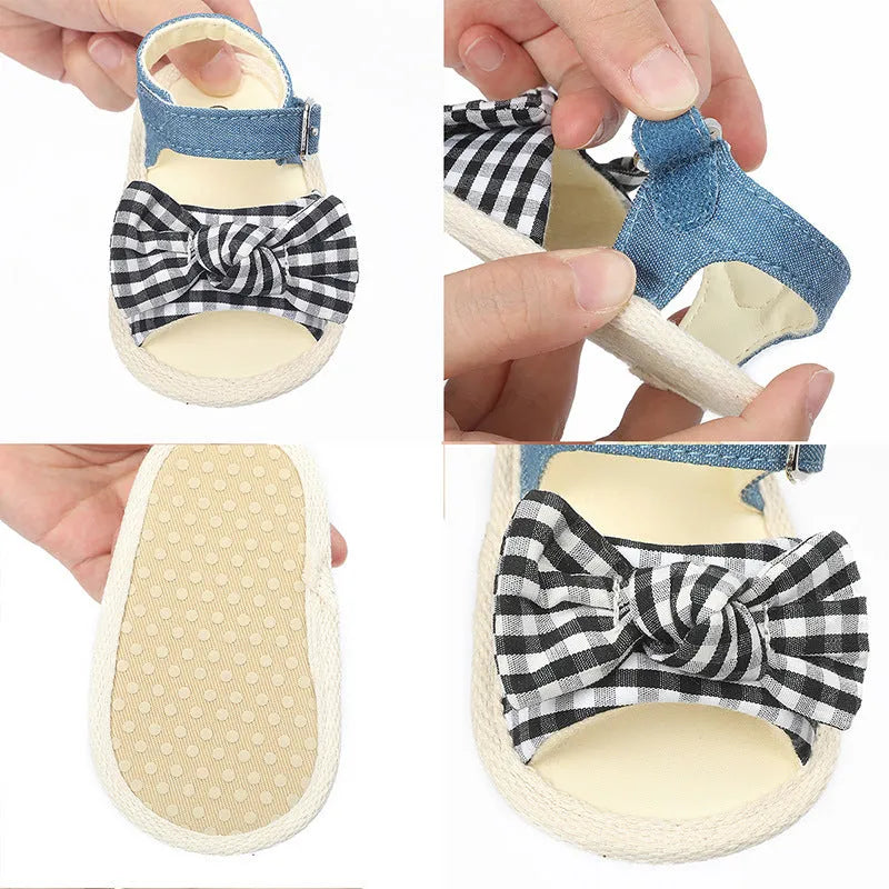 Black and white Velcro fastening toddler shoes for infants with low-cut design