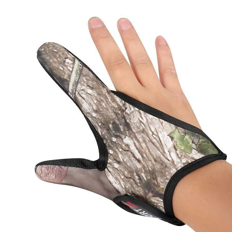 Two finger fishing tackle glove showing diving cloth back and microfiber palm in available colours