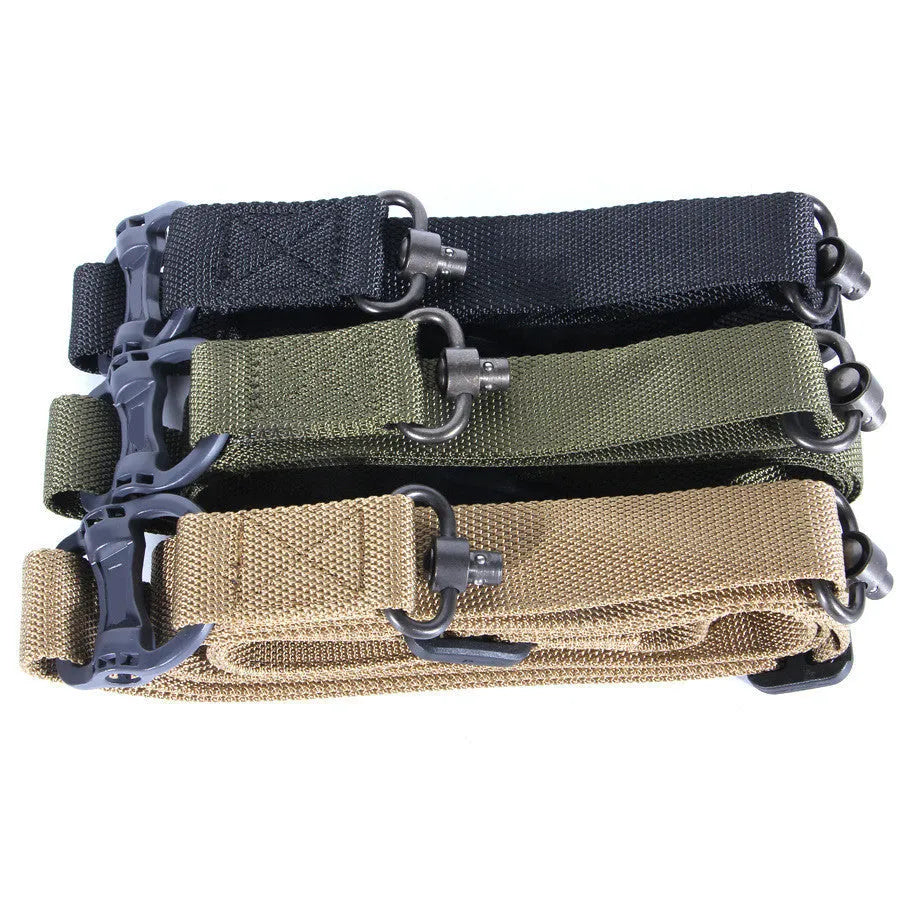 MS4 tactical nylon multifunctional strap rope shown in black colour, demonstrating its length and buckle.
