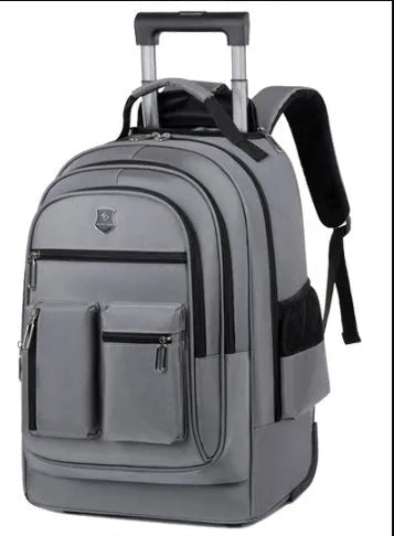 Ultra-light trolley backpack 16-inch Oxford cloth waterproof grey single-directional wheel travel bag