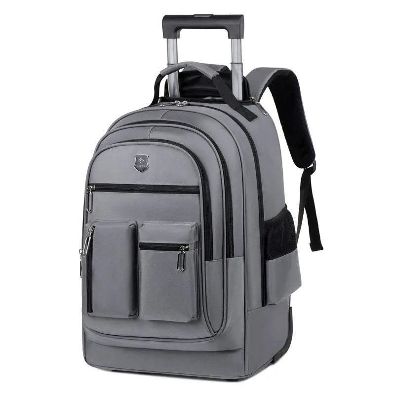 Ultra-light trolley backpack 16-inch Oxford cloth waterproof grey single-directional wheel travel bag