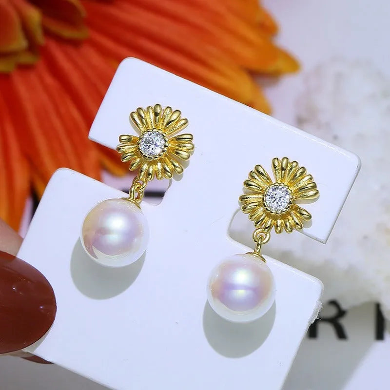 S925 sterling silver Baroque style flower earring frames on a ring holder, in gold and silver colour options.