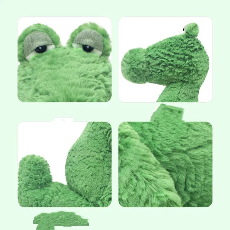 Green Crocodile John plush toy sleeping pillow for doll with long fur, sitting height about 29cm