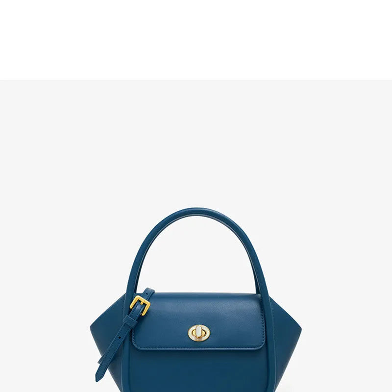 Women's cow leather wing tote bag with shoulder strap and latch closure in four colour options