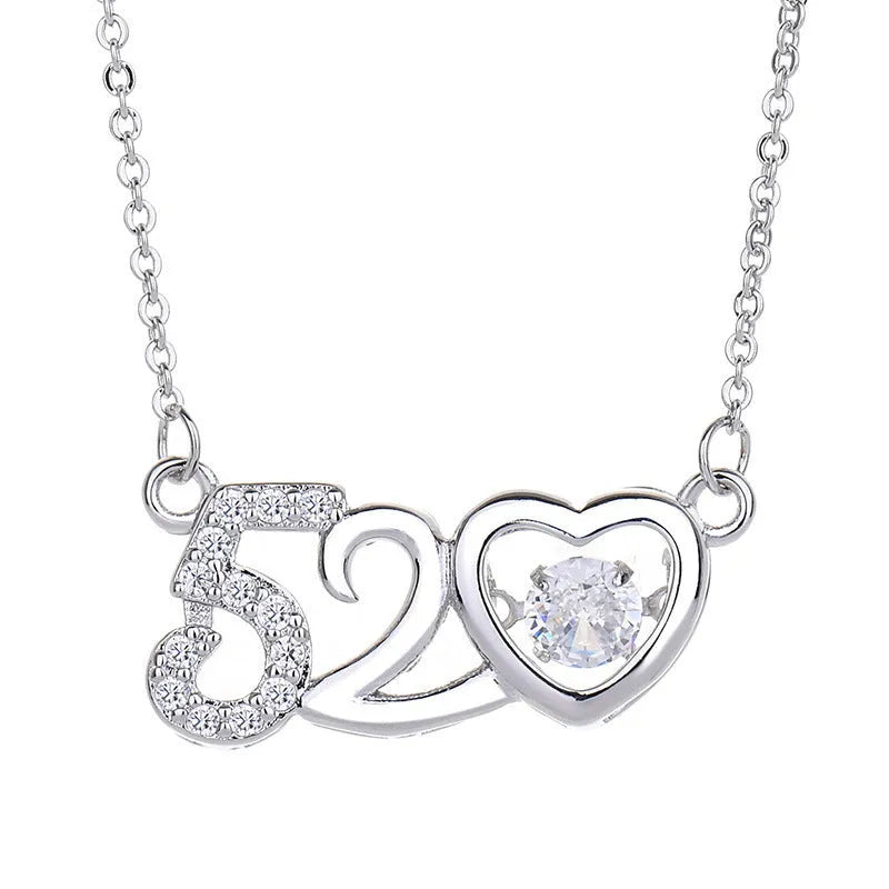 Silver or rose gold heart-shaped necklace with crown and bow charms for women