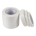Roll of white foam double-sided adhesive tape showing its thickness, with size options 15mm, 18mm, and 30mm wide.