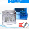 Geometric plastic four-hole pencil sharpener with screwdriver for blade replacement