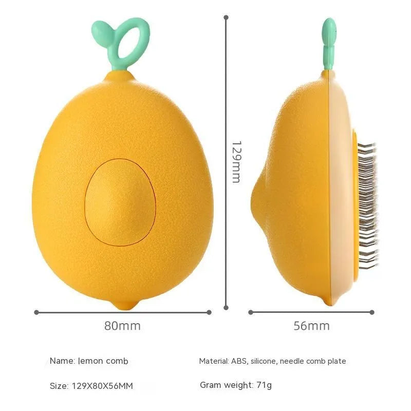 Avocado-shaped cat brush in avocado green with stainless steel needles