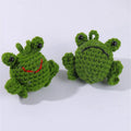 Handmade woven plush frog pendant for car interior in green cartoon style