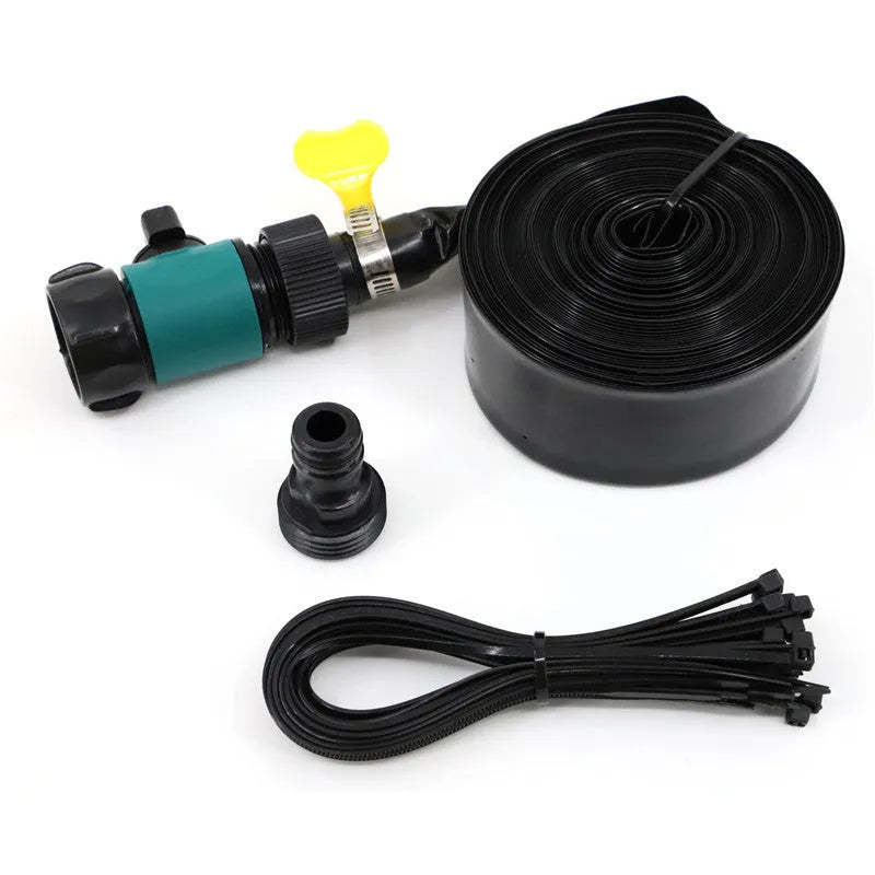 Blue portable plastic garden sprinkler with PVC switch control for watering lawns and gardens.
