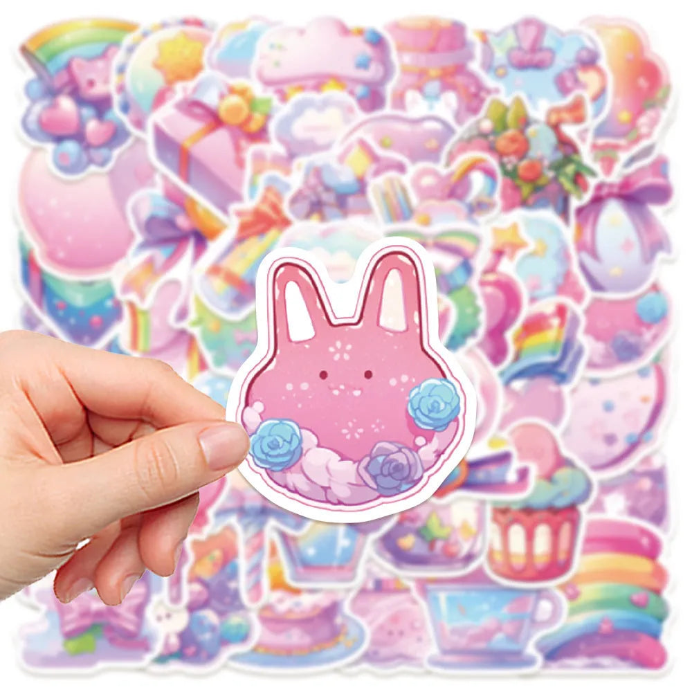 Fresh candy waterproof decorative stickers for journals measuring 4-7cm in a pack of 50 sheets.