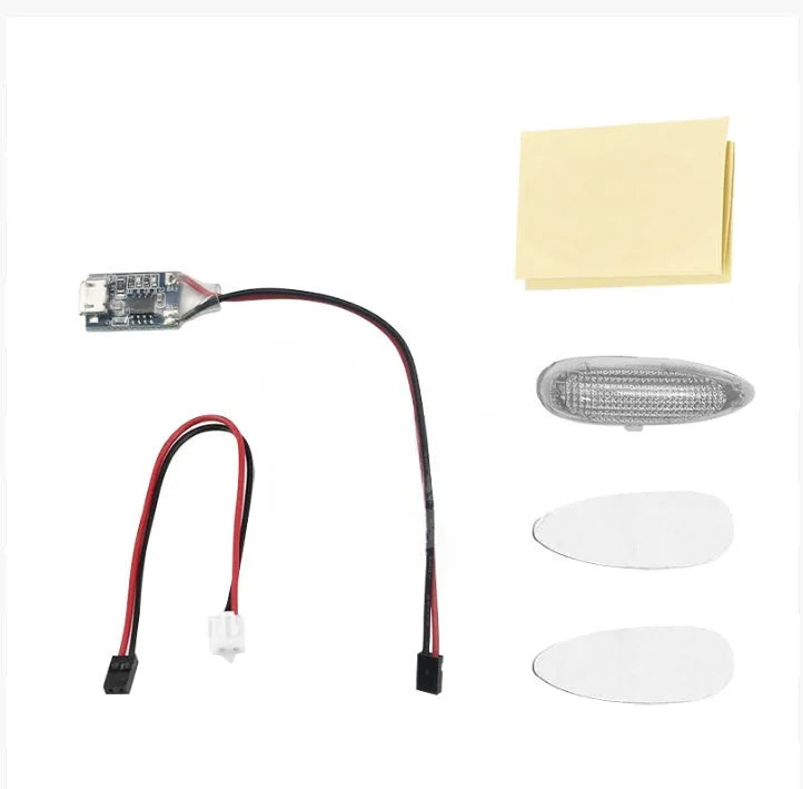 Aviation model fixed wing running light with multi-colour LEDs, alarm, and shell probe for RC aircraft.