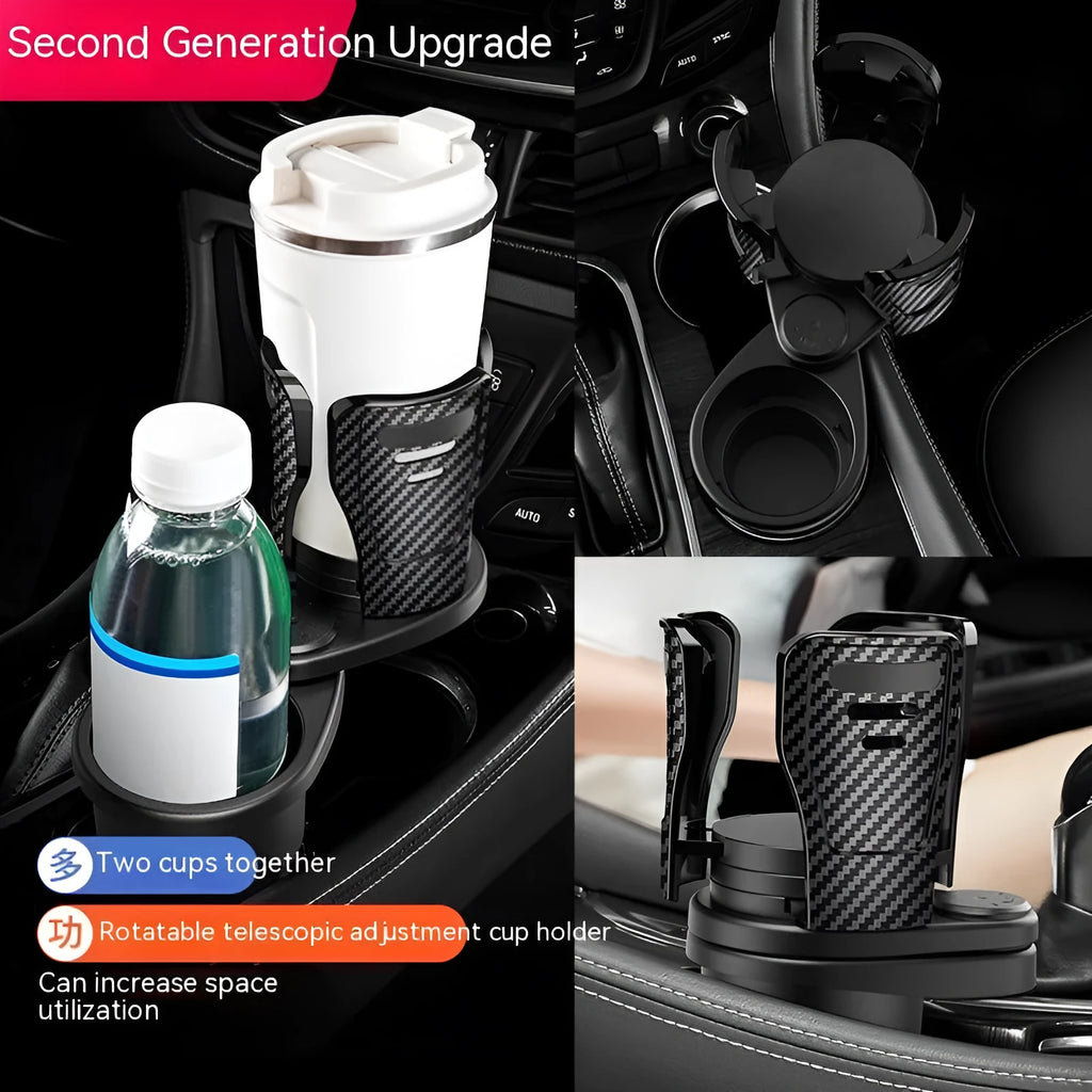 A single matte black car cup holder with a carbon fibre texture, made from ABS plastic.