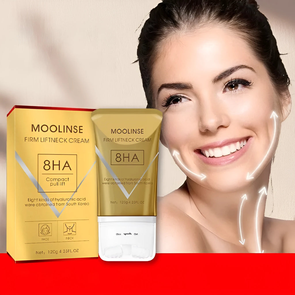 Neck moisturising cream with roller applicator for dry skin treatment
