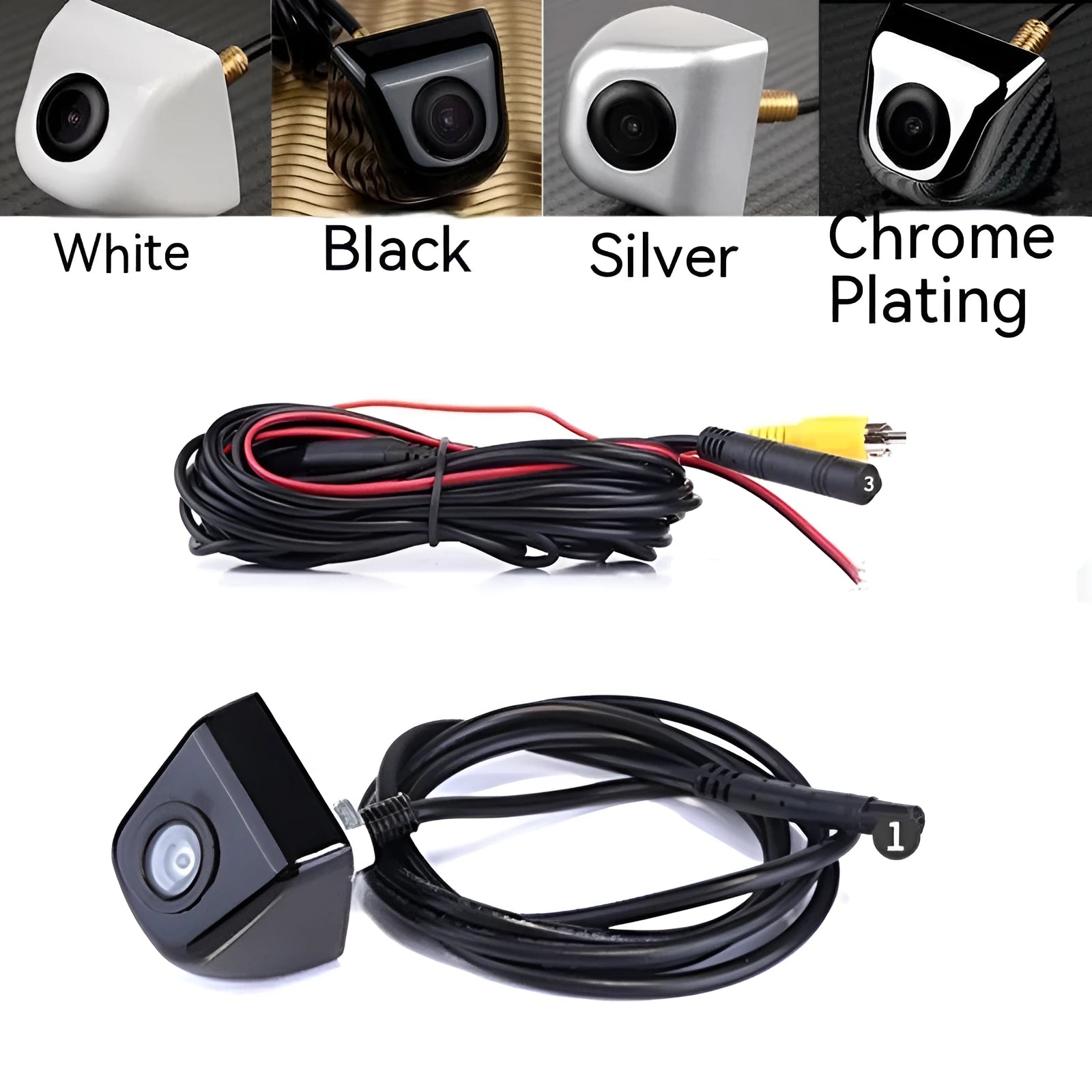 HD car night vision waterproof rearview camera with metal shell in various colour options