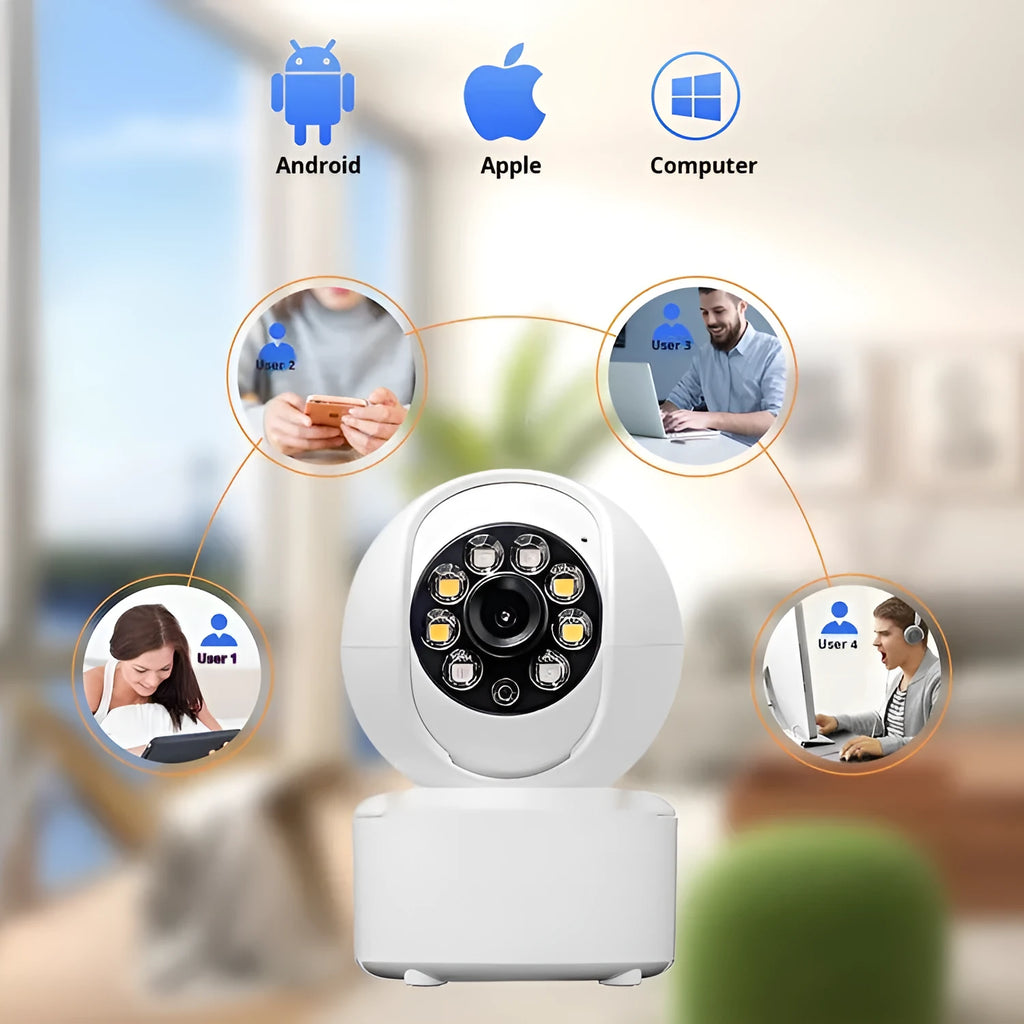 Indoor ceiling-mounted 1080p HD home security camera with panorama lens on a white ABS plastic housing.