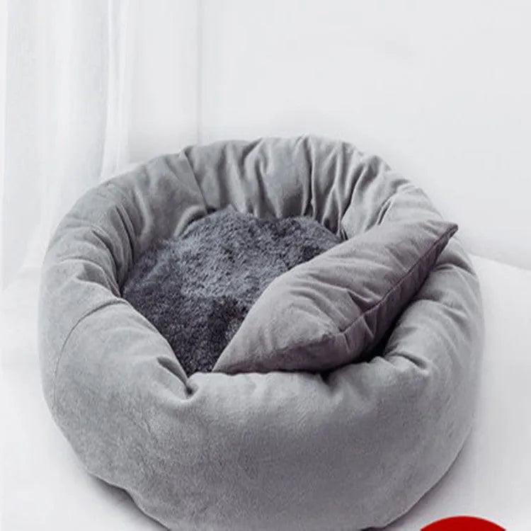 Soft PP cotton filled dog bed in light grey or pink with optional matching pillow