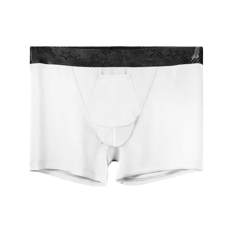 Vein men's ice silk nylon boyshorts in mid-waist sports design shown in multiple colours.