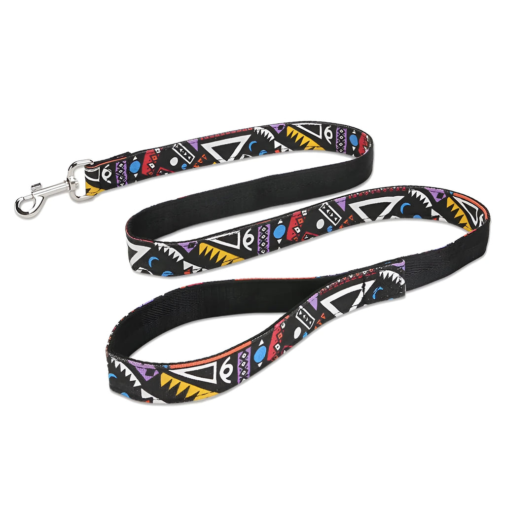 Black plaid stripe Christmas pet traction rope with adjustable handle, 120cm length for dog walking