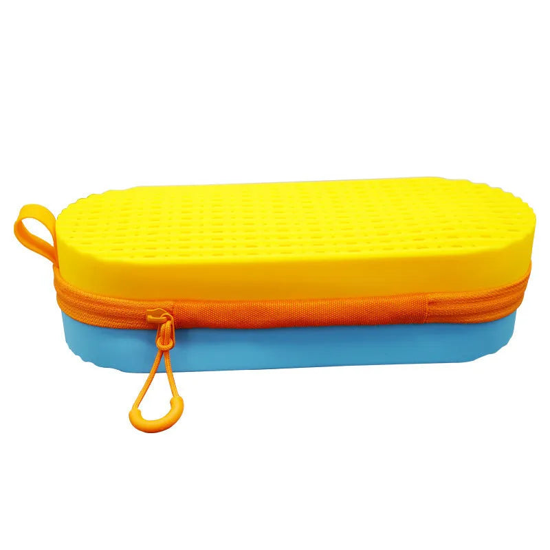 Silicone glasses case in long hand shape, shown in one of seven colour options including rose red or black.