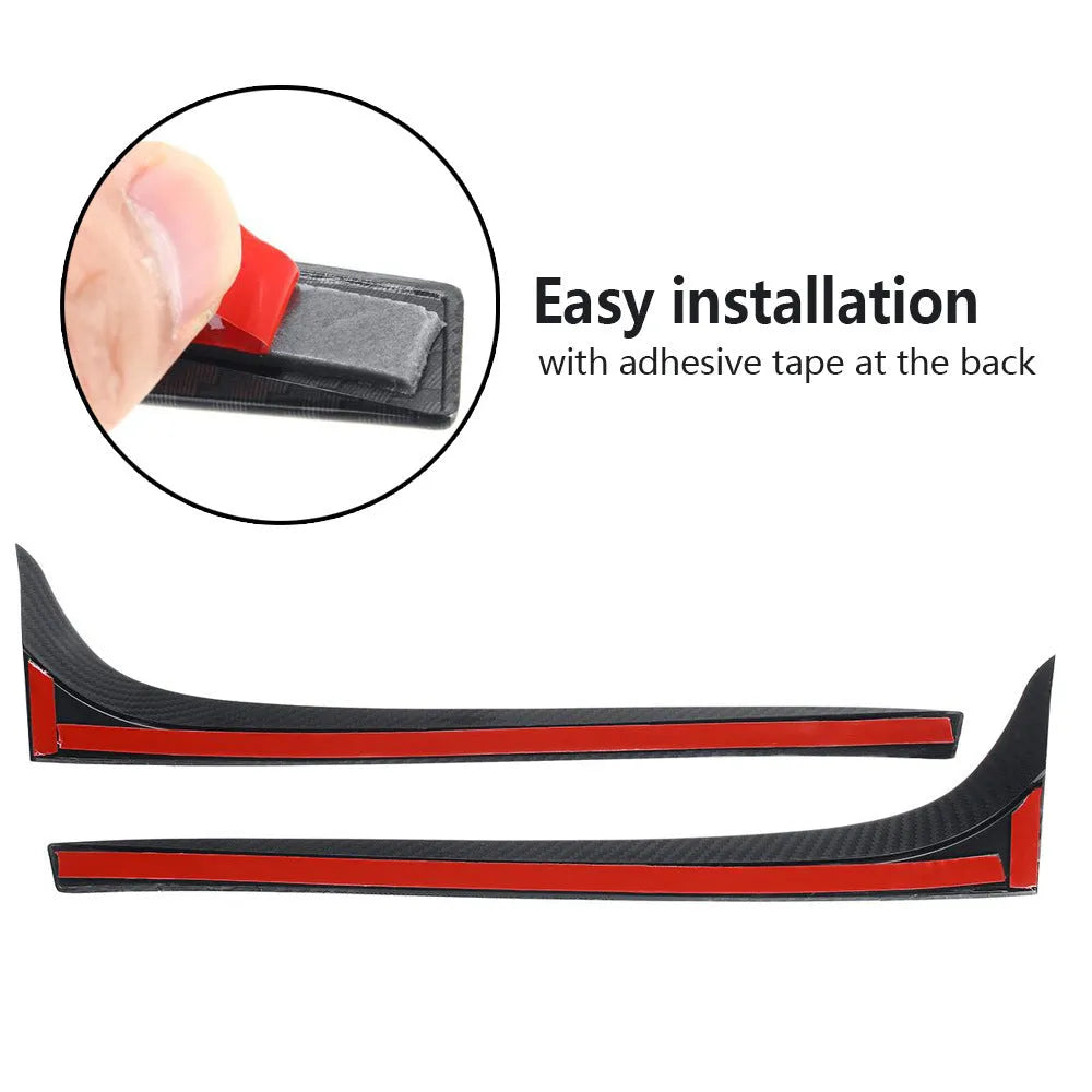 Glossy black carbon grain rear window side spoiler wing for Volkswagen Golf 7 MK7 on a white background.