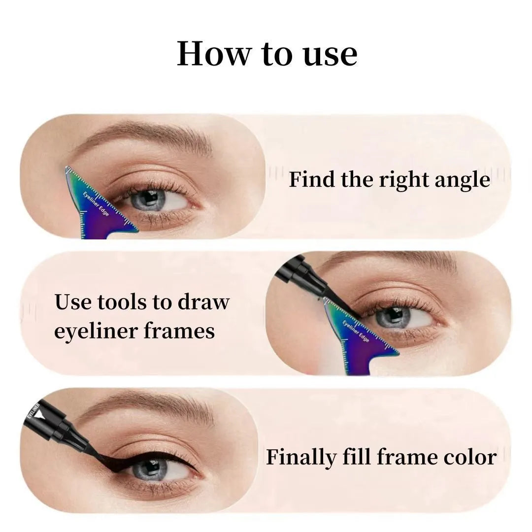 Reusable pink and LaserFX eyeliner stencils for winged liner, eyebrows, and contour on hooded eyes.