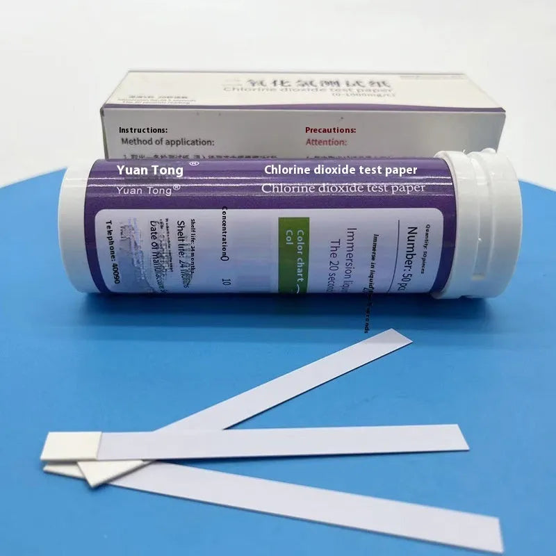 Chlorine dioxide test paper bottle with 50 strips for wastewater concentration detection 0-1000 mg/L