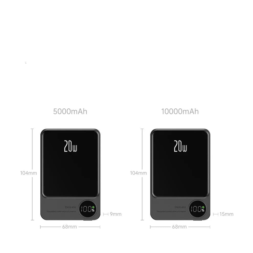 Magsafe magnetic wireless power bank for iPhone 14 in aluminium housing with capacity options