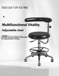 Black leather dental examination chair for clinical environments
