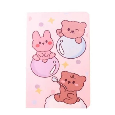 Cartoon A5 notebook with 30 sheets featuring cute bear design, measuring 148 x 210 mm