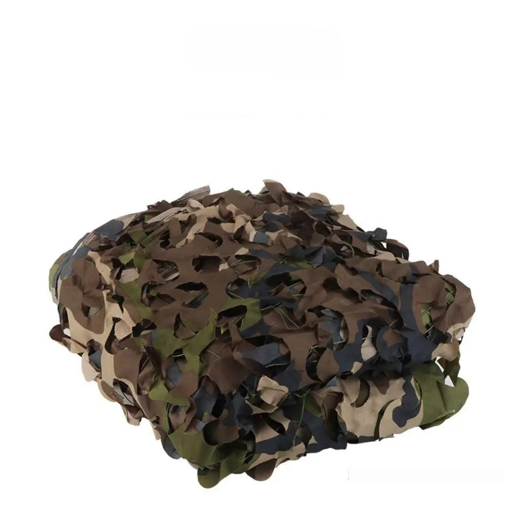Green camouflage netting set showing different patterns for desert, snow, and woodland use
