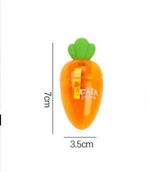 Carrot-shaped plastic pencil sharpener stationery with 7cm handle and safe blade-free design