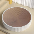 Green and white round corrugated paper cat scratching board nest with two refill packs