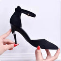 Foldable black PU driving shoes with rubber sole and buckle fastening for women
